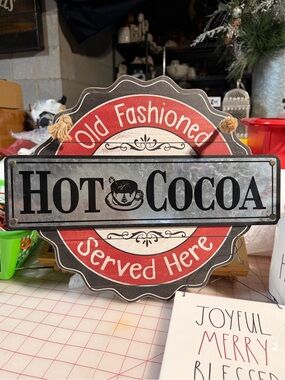 Hot Cocoa Wall Sign - Red, Black & Cream